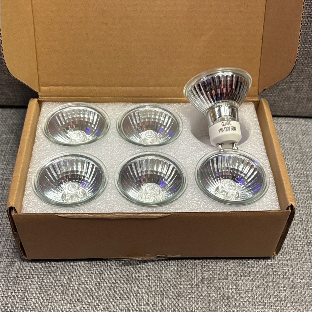 GU10 Silver Reflector Halogen Bulbs - Pack of 6